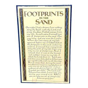 Footprints in the Sand Wood Plaque Vintage Inspirational Decor